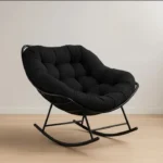Aura Velvet Tufted Metal Rocking Chair – Modern Bedroom Lounge & Relaxing Chair - Image 6