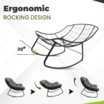 Aura Velvet Tufted Metal Rocking Chair – Modern Bedroom Lounge & Relaxing Chair - Image 2