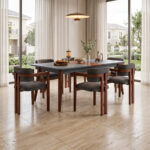 The Hilton Modern Dining Table Set – Solid Wood & Slate Dual-Tone Dining Design - Image 3