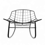Aura Velvet Tufted Metal Rocking Chair – Modern Bedroom Lounge & Relaxing Chair - Image 4