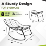Aura Velvet Tufted Metal Rocking Chair – Modern Bedroom Lounge & Relaxing Chair - Image 3