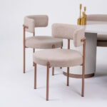 Modern Fluted Pedestal Dining Table with Cream Boucle Chairs – Luxury Dining Set - Image 3