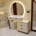 The Cloud Modern Fluted Dressing Table Set – LED Mirror Vanity with Storage Drawers & Stool - Image 2