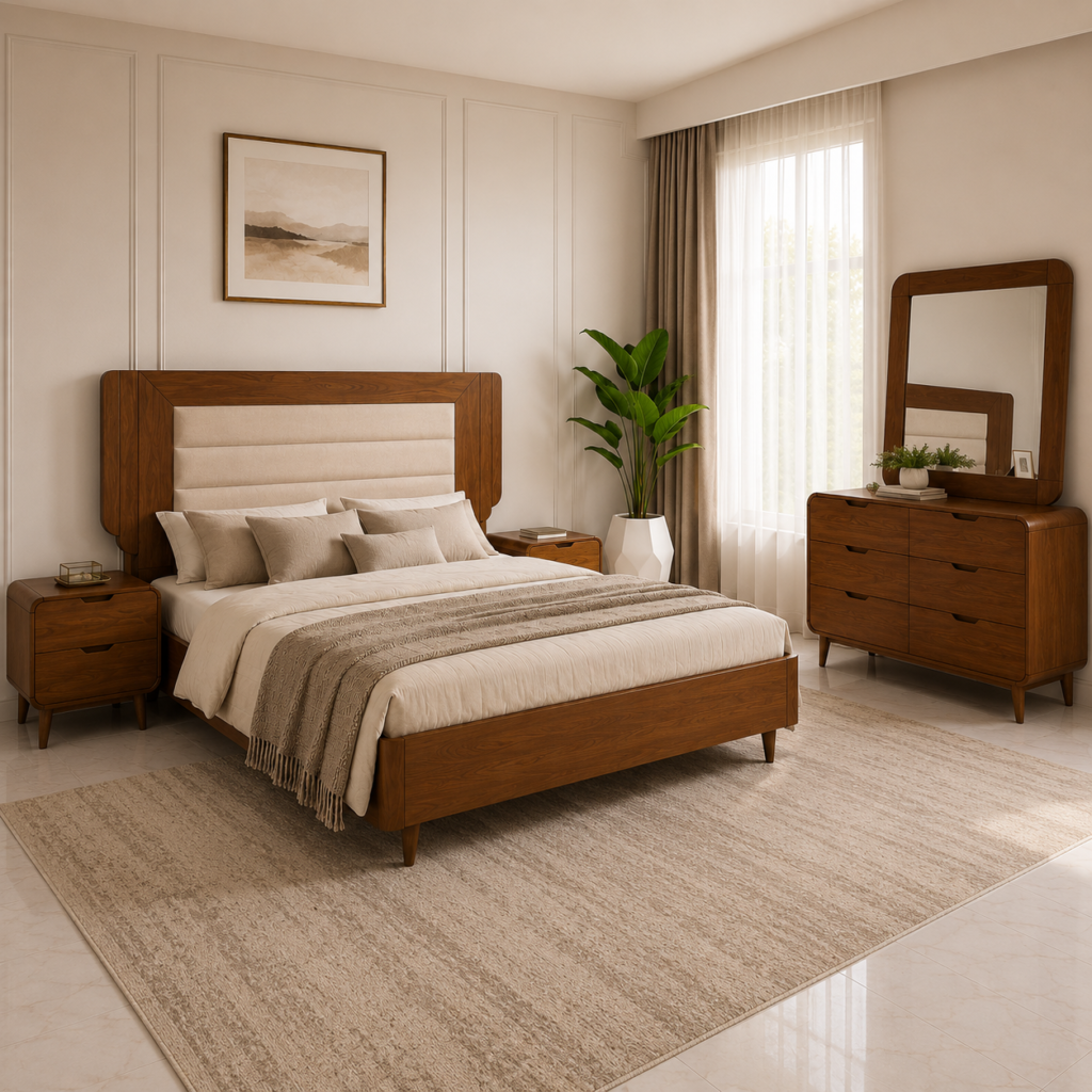 walnut wood bed design