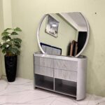 dresser with round mirror