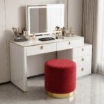 The Aurelia Modern Round Velvet Vanity Stool