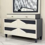 monochrome master bedroom suite