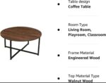 The Apex Modern Round Wooden Center Table – Dark Walnut & Matte Black Metal X-Base Coffee Table - Image 3