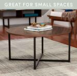 The Apex Modern Round Wooden Center Table – Dark Walnut & Matte Black Metal X-Base Coffee Table - Image 2