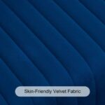 Modern 3-Seater Velvet Bed Bench – Royal Blue Channel Tufted Ottoman with Tapered Gold Metal Legs - Image 3