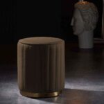 The Aurelia Modern Round Velvet Ottoman Stool - Image 2