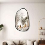 The Pebble Modern Irregular Wall Mirror – Asymmetrical Black Metal Frame Accent Vanity Mirror - Image 2