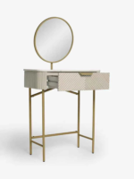 The Luna Minimalist Wooden Vanity Desk – Compact Makeup Table with LED Mirror & Stool - Image 2